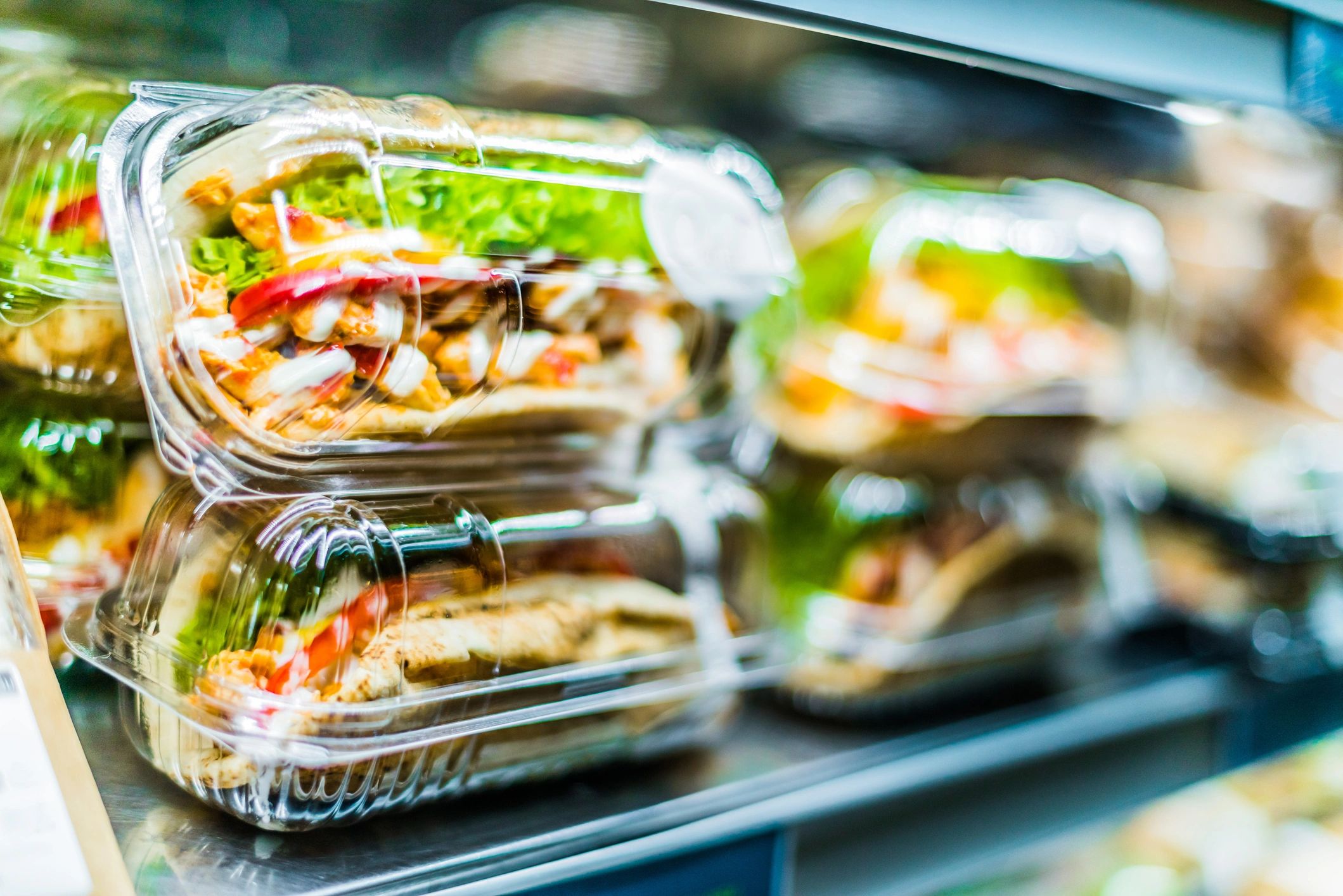 Fresh food in clear packaging containers